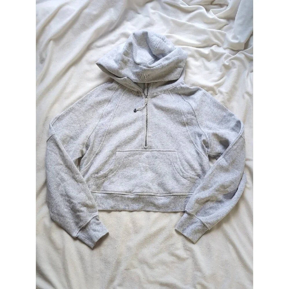 Lululemon Light Gray Scuba Half-Zip Hoodie XS/S Heathered Core Ultra Light Grey